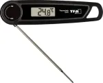 TFA THERMO JACK TASTE Skaitmeninis virtuvės termometras su laikmačiu ir aliarmu, nerūdijančio plieno zondas, 160 mm, -50 iki +300 &deg;C, LCD ekranas, juoda/balta