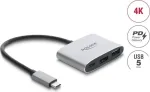 Delock USB Type-C Adapter to HDMI 4K 60 Hz with USB Type-A and USB Type-C PD 3.1 140 W