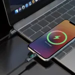 Dudao L7C USB-C į USB-C 100W laidas su LED ekranu 1m - Juodas