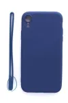 Evelatus Apple iPhone XR Soft Touch Silicone Case with Strap Dark Blue