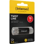 INTENSO Twist Line 16 GB USB Flash Drive Anthracite/Transparent USB-A 3.2 Gen 1 USB-C 3.2 Gen 1