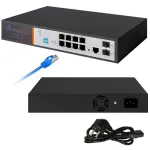 Extralink VICTOR 8 prievadų Gigabit PoE+ valdomas komutatorius su 2 SFP, 150W biudžetu, L2+