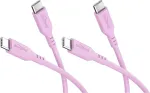 Goobay 2 vnt. USB-C į USB-C silikoniniai kabeliai, 1,5 m, rožinės spalvos (81251)