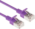 ACT Purple 0.25m LSZH U/FTP CAT6A Datacenter Slimline komutacinis kabelis be fiksatorių su RJ45 jungtimis (DC7352)