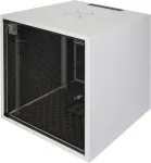 Silence Rack Office 12U 19 inch garso izoliacijos spinta su tyliu ventiliatoriumi ir stiklinėmis durelėmis, 600 x 600 mm, &scaron;viesiai pilka (SRO126060)