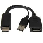 Cablexpert vaizdo adapteris DisplayPort (mot.) &ndash; HDMI (pat.) su USB maitinimu, 10 cm