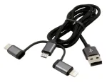 Exsys EX-K1403-2 Universalus 3-in-1 USB įkrovimo ir duomenų laidas, juodas