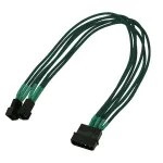 Nanoxia 900500015 ventiliatorių maitinimo kabelis-adapteris, 4 kontaktų Molex &ndash; 2x 3 kontaktų, 0,3 m, žalias