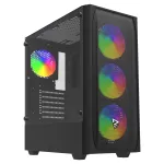 PC korpusas SAVIO Noctis Flow RGB &mdash; Cube, ATX/Mini-ITX, 3x 120 mm priekiniai ventiliatoriai, grūdintas stiklas &scaron;one, maks. GPU 35 cm