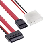 InLine Slimline SATA laidas, Slim SATA 13 kontaktų (7+6) pusė į SATA+maitinimą, 0,4 m