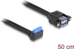 DeLOCK USB 5 Gbps vidinis kabelis, 90&deg; lizdas ant motininės plok&scaron;tės į 2 x USB Type-A lizdą, 50 cm