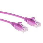 ACT Pink 0.5 m LSZH U/UTP CAT6 plonas duomenų centro jungiamasis kabelis su apsauga nuo užkliuvimo ir RJ45 jungtimis