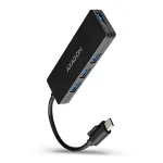 Axagon SuperSpeed USB-C SLIM centrinis įrenginys, USB 3.2 Gen 1 (3.1 Gen 1) Type-C, USB 3.2 Gen 1 (3.1 Gen 1) Type-A, 5000 Mbit/s, juodas, plastikinis, 0,14 m