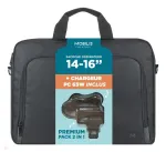 Mobilis TheOne Briefcase Toploading 14-16 + 65W Laptop Charger