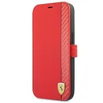 Ferrari FESAXFLBKP13SRE On Track Carbon Stripe Book Case, skirtas iPhone 13 mini, raudonas
