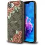 Dėklas &bdquo;Guess 4G Flowers Print MagSafe&ldquo; skirtas iPhone 16e / 17e, rudas