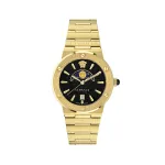 Versace V-Chrono vyrų laikrodis VE7G00323 38 mm juodas ciferblatas, odinė apyrankė