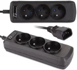 GETFORT UPS C14 Power Strip 3x French Type E Sockets 1.5m Black