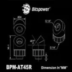 BitsPower Artemis 45&deg; besisukanti jungtis, matinė juoda