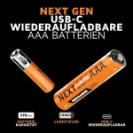 Xtorm NextGen AAA akumuliatoriai su USB-C įkrovimu (4 vnt.)