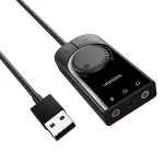UGREEN CM129 USB-A į 3,5 mm i&scaron;orinis stereo garso adapteris - juodos spalvos