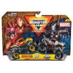 Monster Jam oficialūs Marvel Herojai: Geležinis žmogus prie&scaron; Karo ma&scaron;iną liejiniai monstrų sunkvežimiai, 1:64 skalė, žaislai vaikams nuo 3 metų