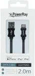 PowerRay PR-DCUL200TBK MFi sertifikuotas USB-A į Lightning pintas kabelis, 2 m, juodas