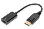 DIGITUS ASSMANN DisplayPort-HDMI adapterio laidas, DP - HDMI A tipo M/F, 20cm su fiksatoriumi, HDMI 2.0, aktyvus, CE, auksuotas, juodas