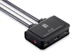LevelOne 2 prievadų USB HDMI KVM jungiklis, 1920 x 1200 pikselių, juoda, pilka