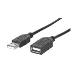 MANHATTAN Hi-Speed USB 2.0 prailginimo laidas, A tipo ki&scaron;tukas &ndash; A tipo lizdas, juodas, 1,8 m (338653)