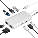 Dokavimo stotelė helos 304265 USB 3.1 Type-C su HDMI, VGA, USB ir LAN