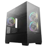 Korpusas PC Midi Tower DeepCool CG380 3F &mdash; Juodas, 235&times;437&times;451 mm, palaiko 2x120 mm &scaron;oninius + 1x120 mm galinį ventiliatorius, maitinimo &scaron;altinis apačioje, 2,5 colio/3,5 colio HDD