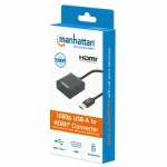 Manhattan USB-A į HDMI laidas, 1080p@60Hz, USB 3.2 Gen1 (USB 3.0) signalą konvertuoja į HDMI, 15 cm, juodas, Ki&scaron;tukas į Lizdą, Trejų metų garantija