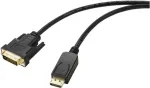 Renkforce DisplayPort / DVI adapterinis kabelis, DisplayPort ki&scaron;tukas, DVI-D 24+1 kontaktų ki&scaron;tukas, 1,80 m, juodas, RF-5771518, PVC apvalkalas
