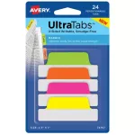 Tu&scaron;čios skirtukų kortelės Avery Ultra Tabs neon žalia, oranžinė, rožinė, geltona 74767