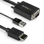StarTech.com 2m VGA į HDMI keitiklio kabelis su USB garso palaikymu ir maitinimu &ndash; analoginis į skaitmeninį vaizdo adapterio kabelis, skirtas VGA kompiuteriui prijungti prie HDMI ekrano &ndash; 1080p, vyri&scaron;kas į vyri&scaron;ką monitoriaus kabelį