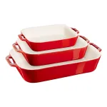 ZWILLING Staub Keraminis stačiakampis kepimo rinkinys 3 vnt, raudonas, iki 300&deg;C