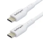 StarTech.com 1 m (3,3 pėdų) baltas USB-C įkrovimo laidas 2 vnt. pakuotė, USB C laidas, USB 2.0 Type-C ne&scaron;iojamojo kompiuterio įkroviklio laidas, 60W 3A Power Delivery, TPE apvalkalas, USB-C duomenų perdavimo laidas, M/M