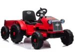 LEAN CARS Electric Ride-On Tractor CH9959 Red su priekaba, LED lemputėmis, nuotolinio valdymo pultu ir radiju