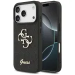 Guess Fixed Glitter Big 4G dėklas, skirtas iPhone 17 Pro (juodas)