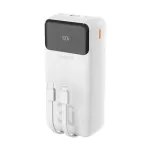 Dudao K15Max 30000mAh PD 22,5W Powerbank su USB-C ir Lightning laidais Baltas