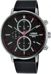 Lorus Vyrų kvarcinis laikrodis RM365FX9 &ndash; 43 mm nerūdijančio plieno korpusas, juodas ciferblatas, sidabrinė apyrankė, 100 m atsparumas vandeniui