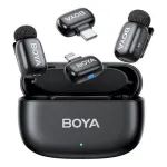 BOYA Mini 2-01 belaidė mikrofono sistema 2,4GHz su 2 siųstuvais ir 2 imtuvais (USB-C ir Lightning) juoda