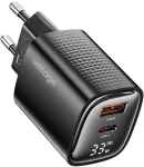 Voltage GaN Charger Mini 33W PD 3.0 QC 3.0 USB-A USB-C Digital Display Black