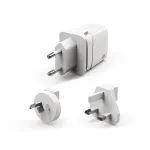 Silicon Power Boost Charger QM16 20W kelioninis įkroviklis, USB-A + USB-C, EU/US/UK/AU ki&scaron;tukai, baltas