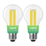 LEPRO 100094-WW-EU-2 E27 kaitinamojo siūlo LED lemputė, 7,2W (atitinka 100W), 1521 lm, 2700K &scaron;ilta balta, energijos klasė A, 2 vnt. pakuotė