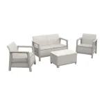 KETER Scandi Linea 2 vietų sodo baldų rinkinys, pebble grey/light beige