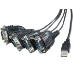 Exertis Connect USB į serijinį adapterio kabelis, USB-A male į DB-9 male, 1,3 m, sparnuotieji varžtai, juodas 040344
