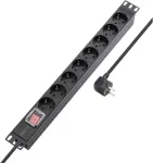 Sygonix SY-5799002 19 colių 8 lizdų Schuko montuojamas į stelažą maitinimo laidas, 1U, juodas
