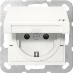 Gira 441427 SCHUKO lizdas su atverčiamu dangteliu, System 55, grynai balta
